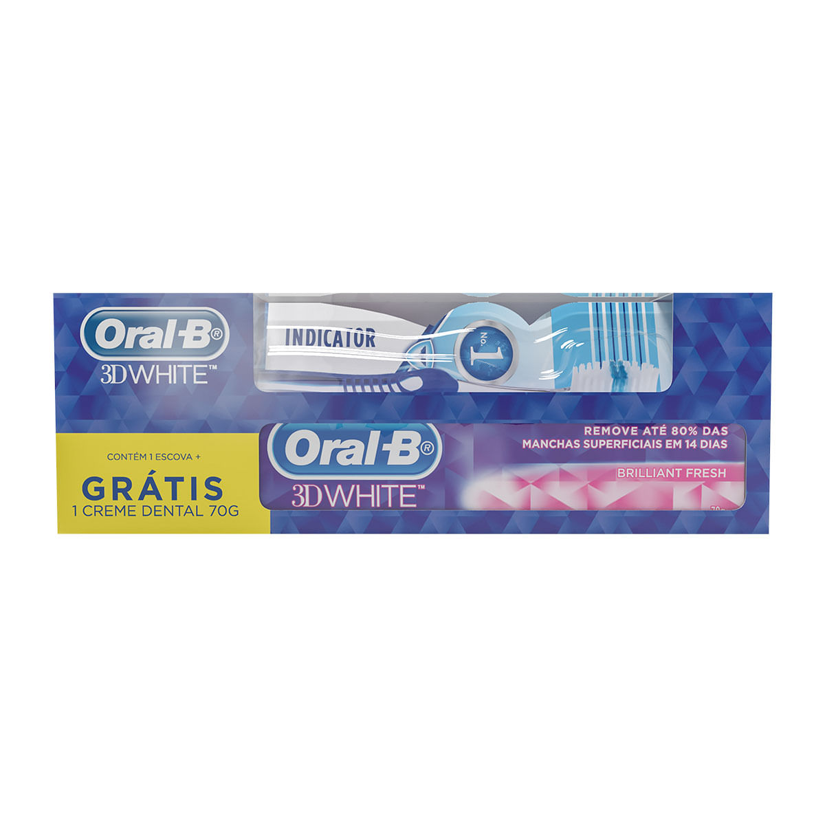 Kit Escova Dental Oral-B Indicator + Creme Dental 3D White 70g