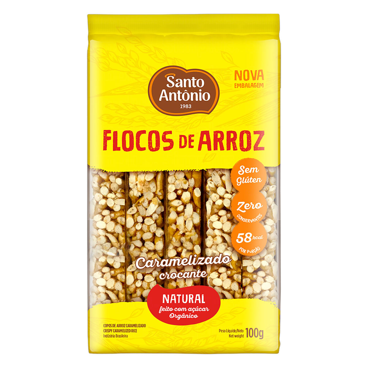 Flocos de Arroz Caramelizado Santo Antônio Pacote 100 g