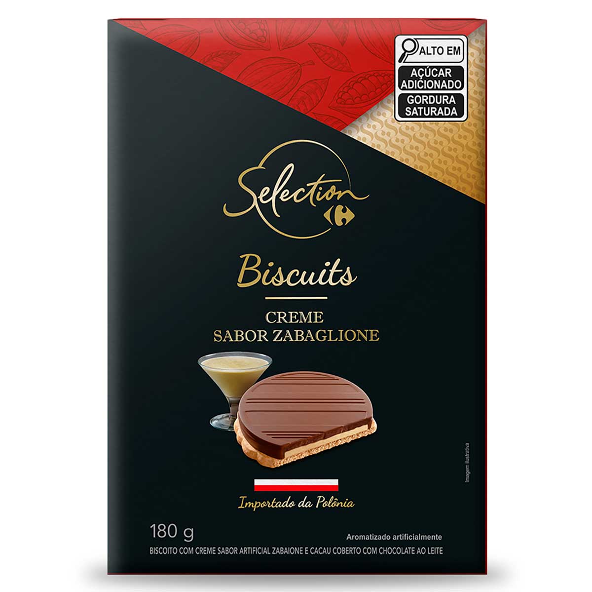 Biscoito Carrefour Selection Chocolate com Creme Zabaglione 180g