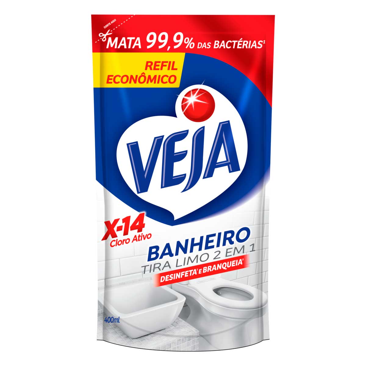 Desinfetante para Banheiro Veja X-14 Tira-Limo 400ml Refil Econômico