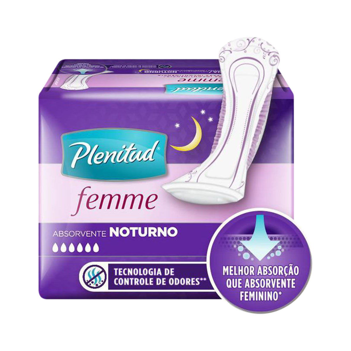 Absorvente para Incontinência Urinária Noturno sem Abas Plenitud Femme com 8 Unidades