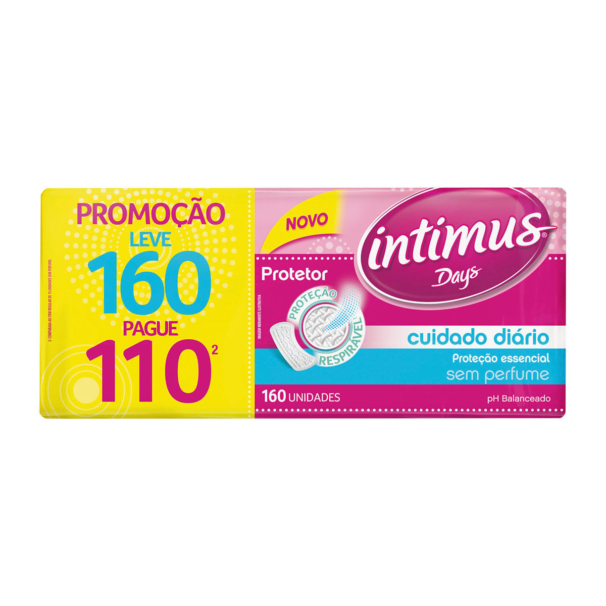 Absorvente Diário sem Abas Intimus Rosa Days Cuidado Diário com 160 Unidades