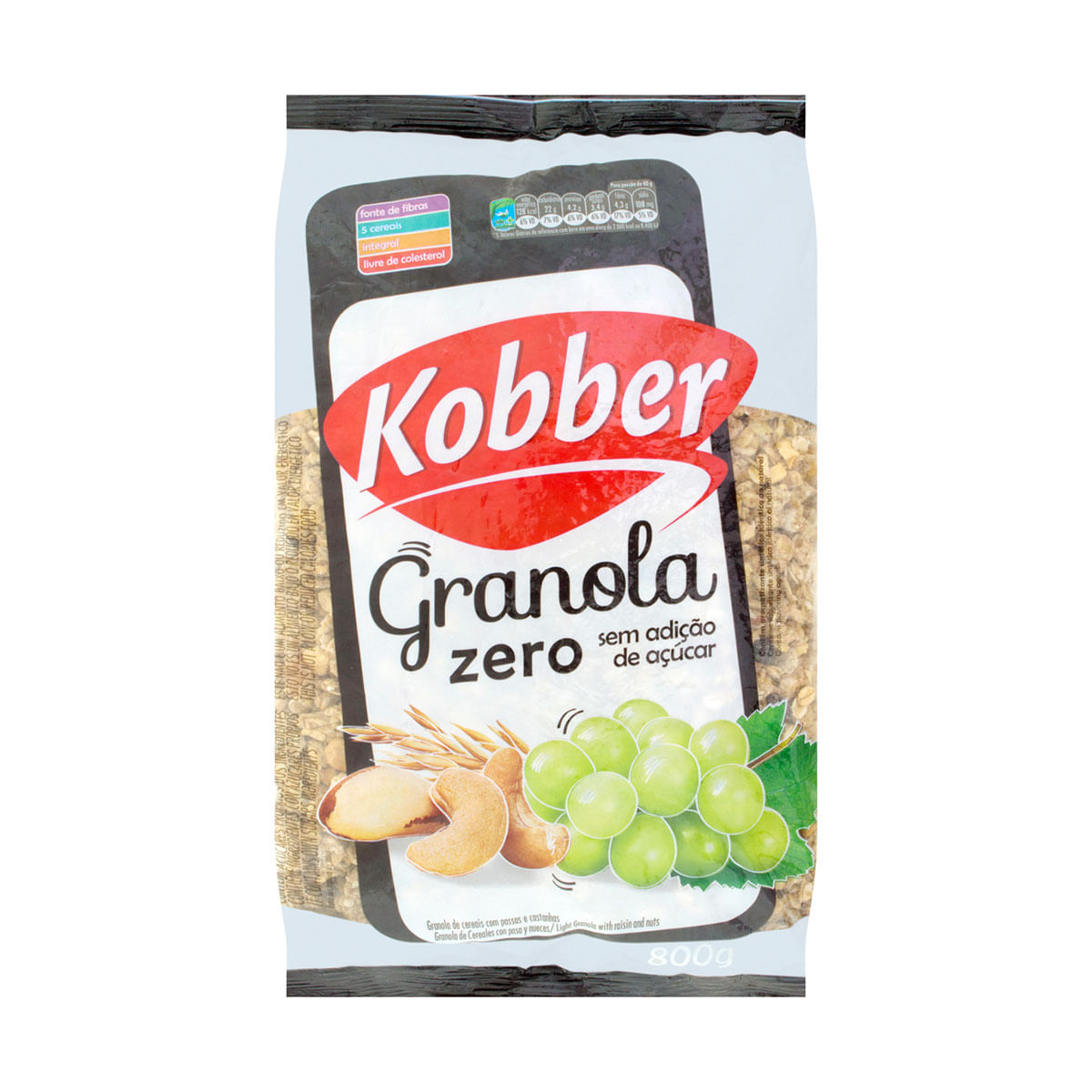 Granola com Passas e Castanhas Kobber Zero 800g