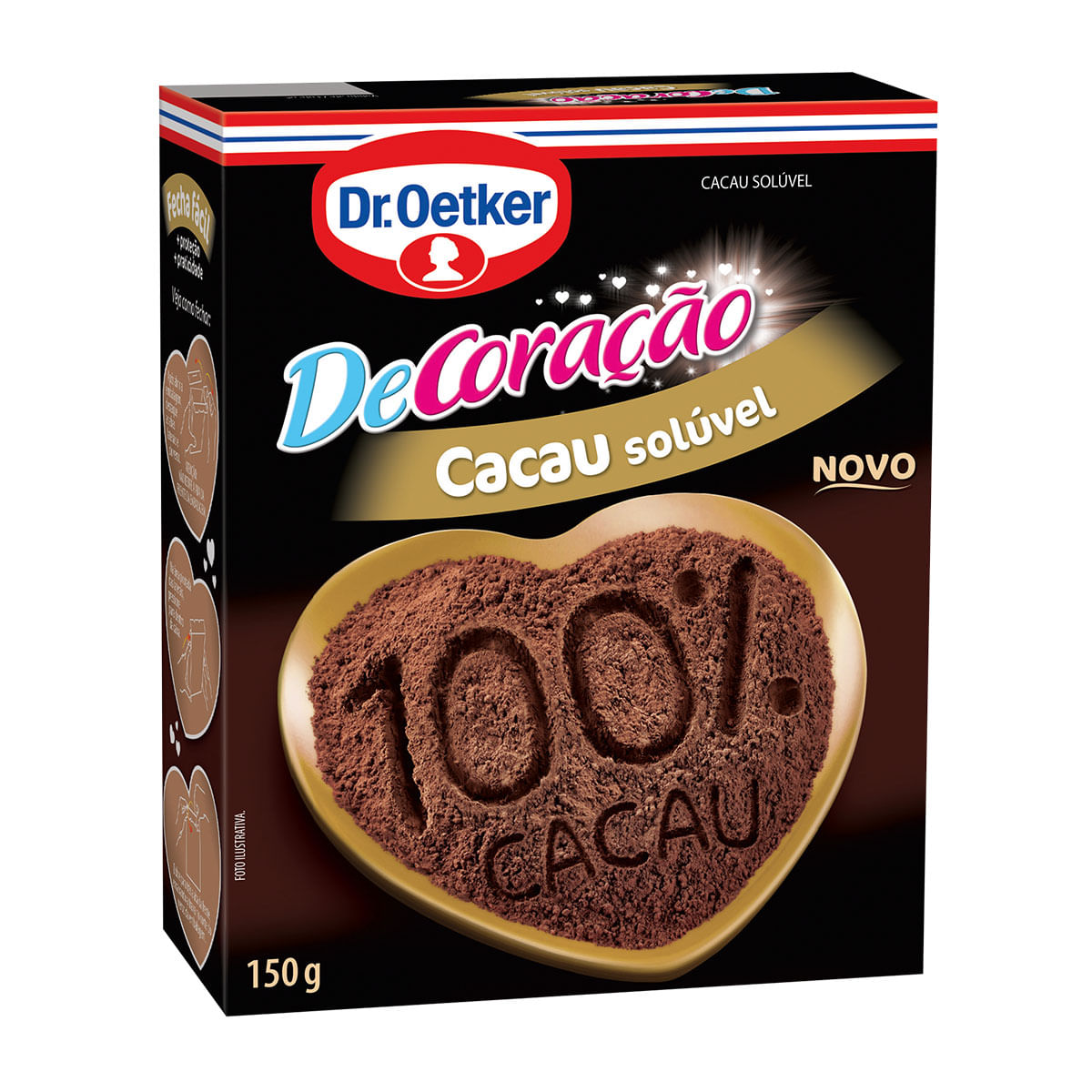 Achocolatado em Pó Solúvel Dr. Oetker De Coração 100% Cacau 150g