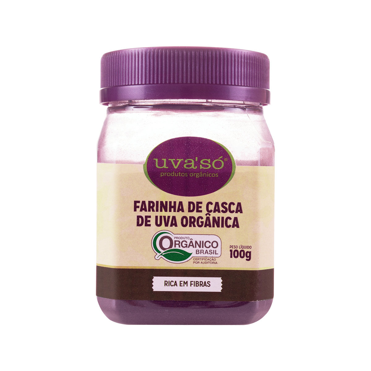 Farinha de Casca de Uva Integral Orgânica Uva&apos;Só Pote 100g