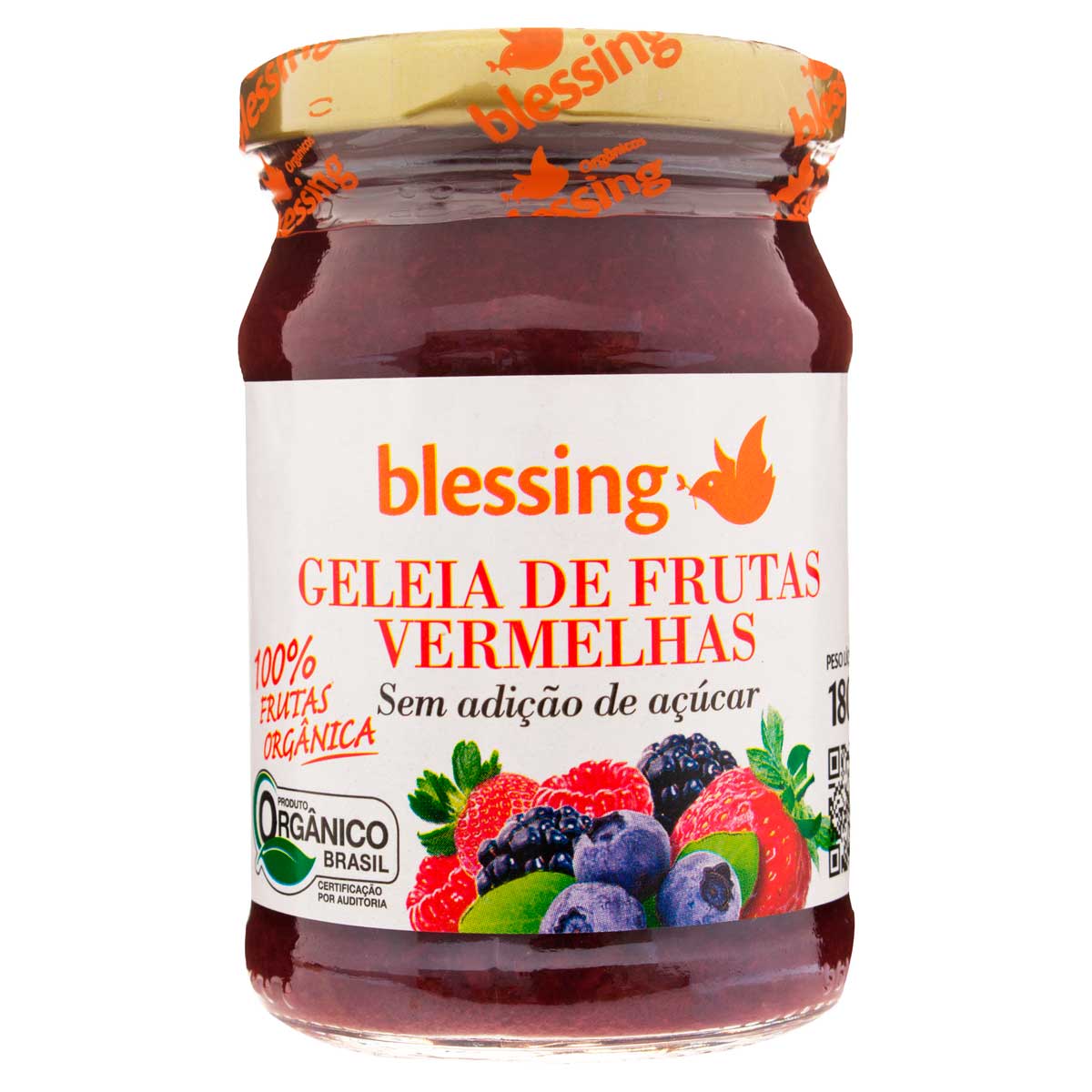 Geleia Orgânica Frutas Vermelhas Blessing Vidro 180 g