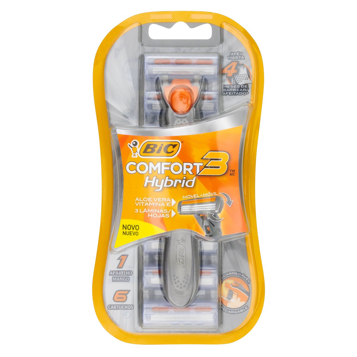 Aparelho de Barbear Recarregável Bic Comfort3, com 6 Cargas