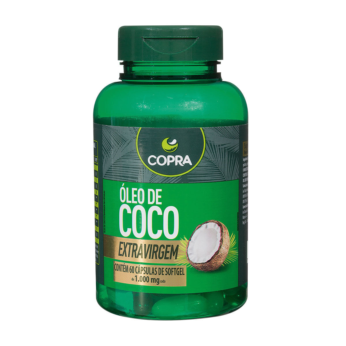 Óleo de Coco Auxilia no Emagrecimento Copra 60g com 60 Cápsulas