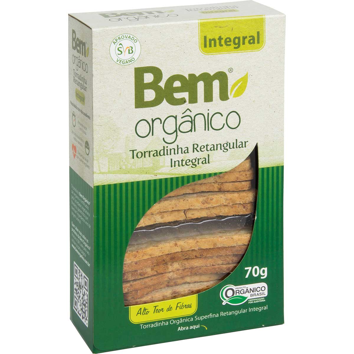 Torrada Orgânica Integral Retangular Fhom 70 g