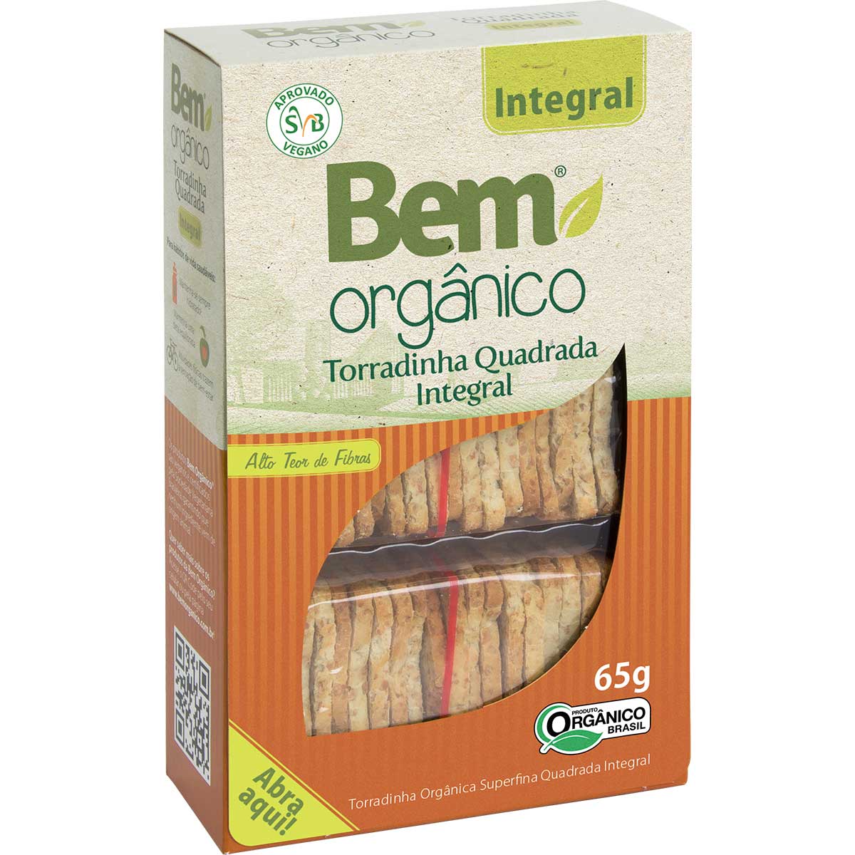 Torrada Orgânica Integral Quadrada Fhom 65 g