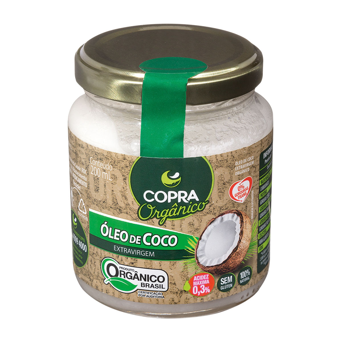 Óleo de Coco Orgânico Extra Virgem Copra 200ml