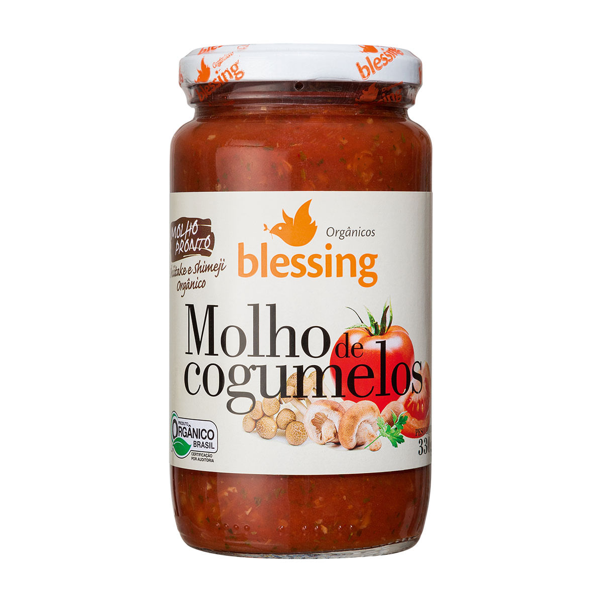 Molho de Tomate Orgânico com Cogumelos Blessing 330g