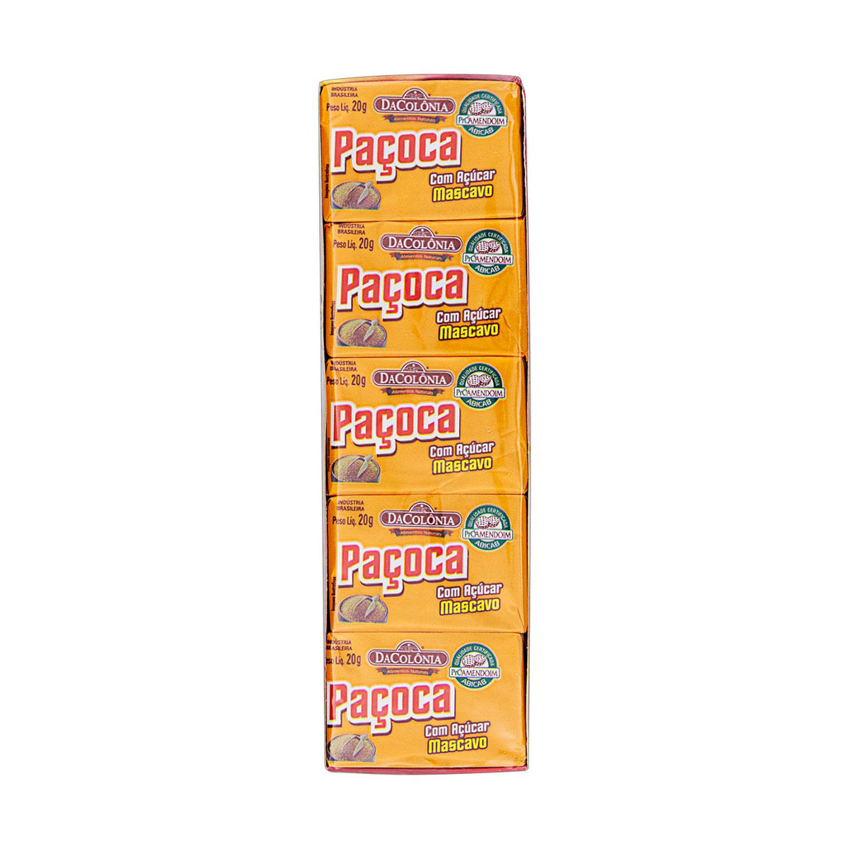 Paçoca com Açúcar Mascavo DaColônia Caixa 200g 10 Unidades