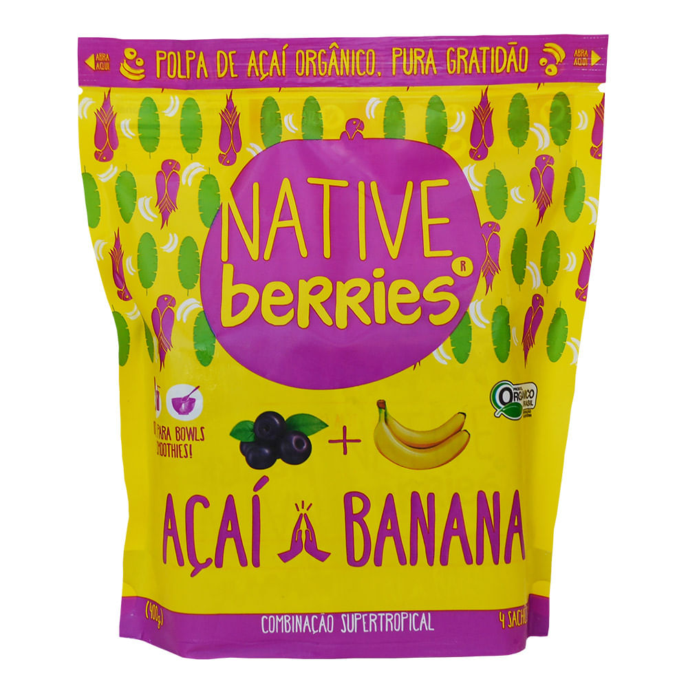 Polpa de Açaí com Banana Congelada Orgânica Native Berries 400g