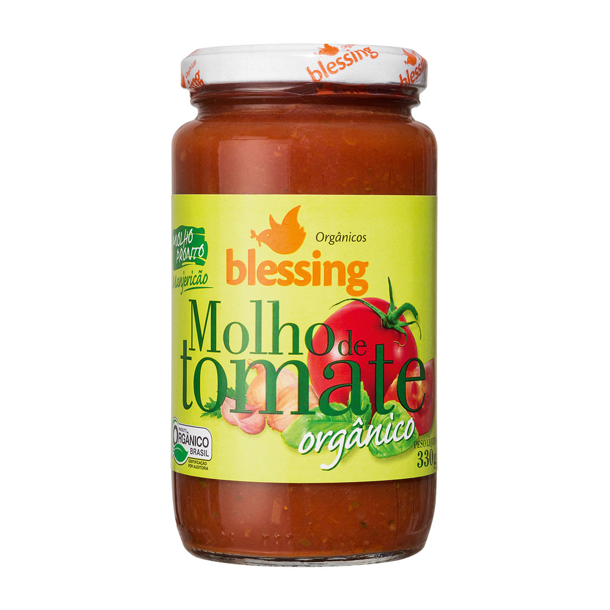 Molho de Tomate Orgânico com Manjericão Blessing 330g