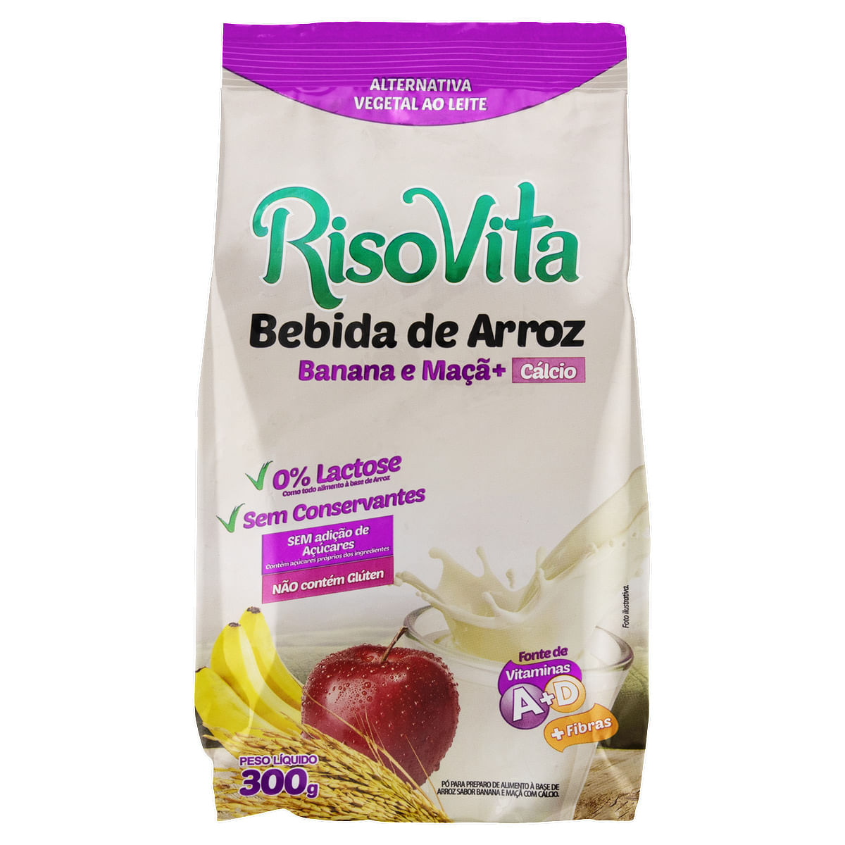 Pó para Preparo de Alimento à Base de Arroz Banana e Maçã RisoVita Pacote 300 g