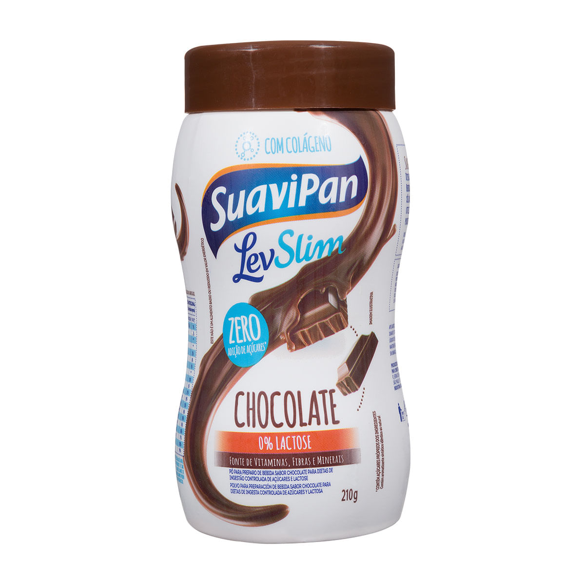 Mistura Pronta em Pó Solúvel Chocolate sem Lactose Suavipan LevSlim 210g