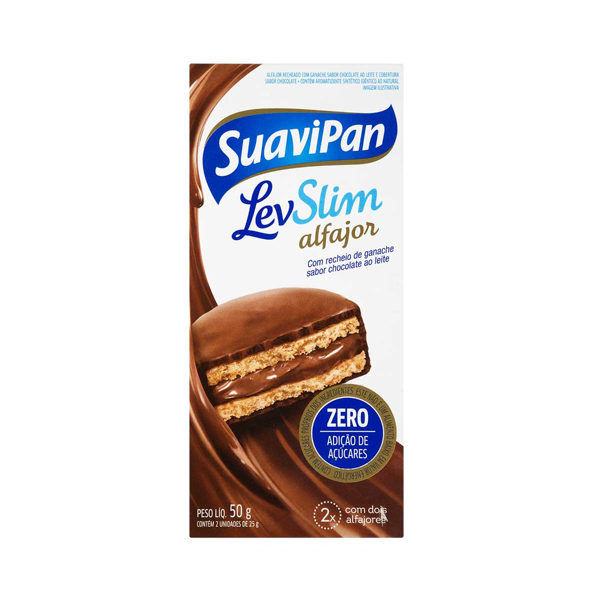 Alfajor Recheio Ganache de Chocolate Suavipan 2 Unidades 50G