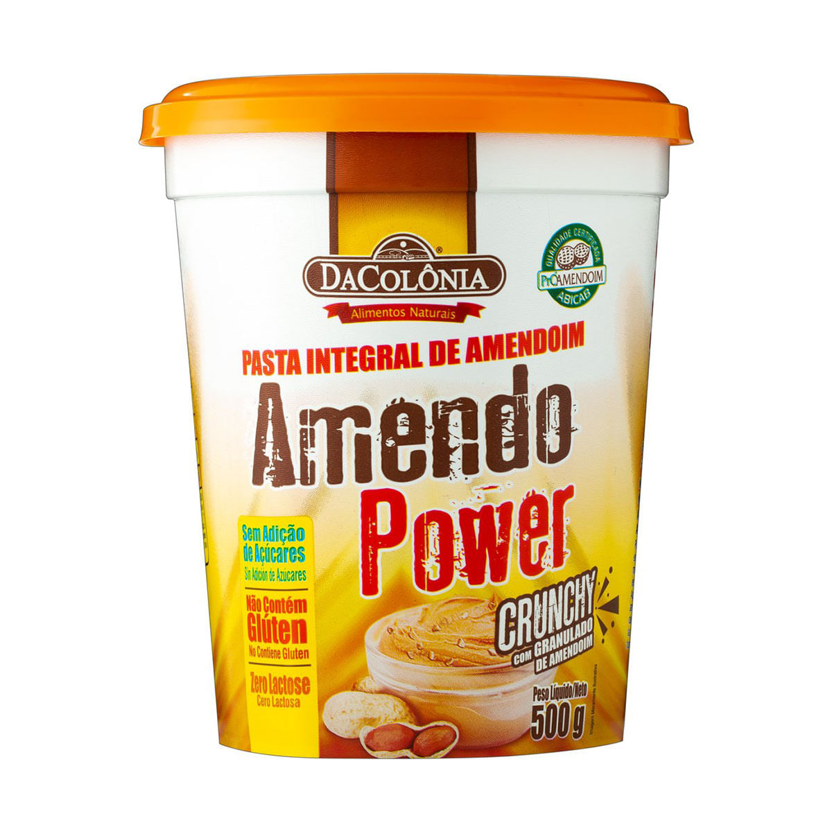 Pasta de Amendoim Amendo Power Crunchy Integral DaColônia Pote 500g