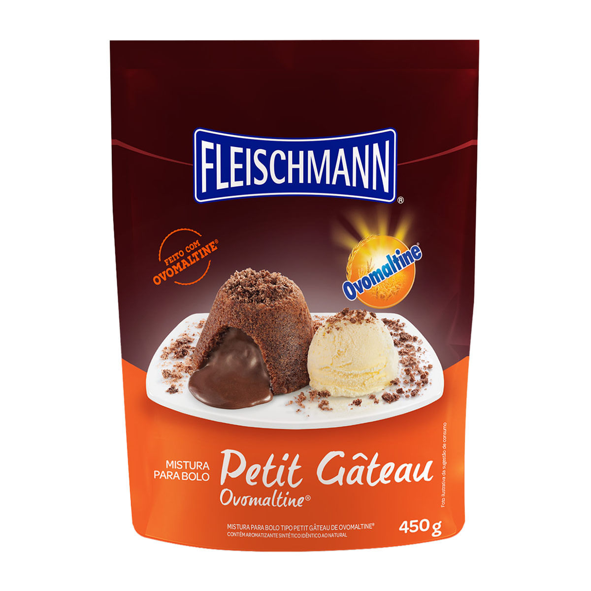 Mistura para Petit Gâteau Sabor Ovomaltine Fleischmann 450g