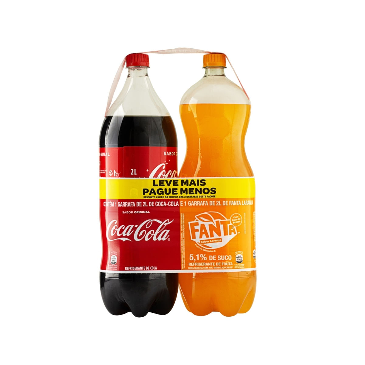 Pack Coca-Cola + Fanta Laranja 2 Litros cada - Leve Mais e Pague Menos