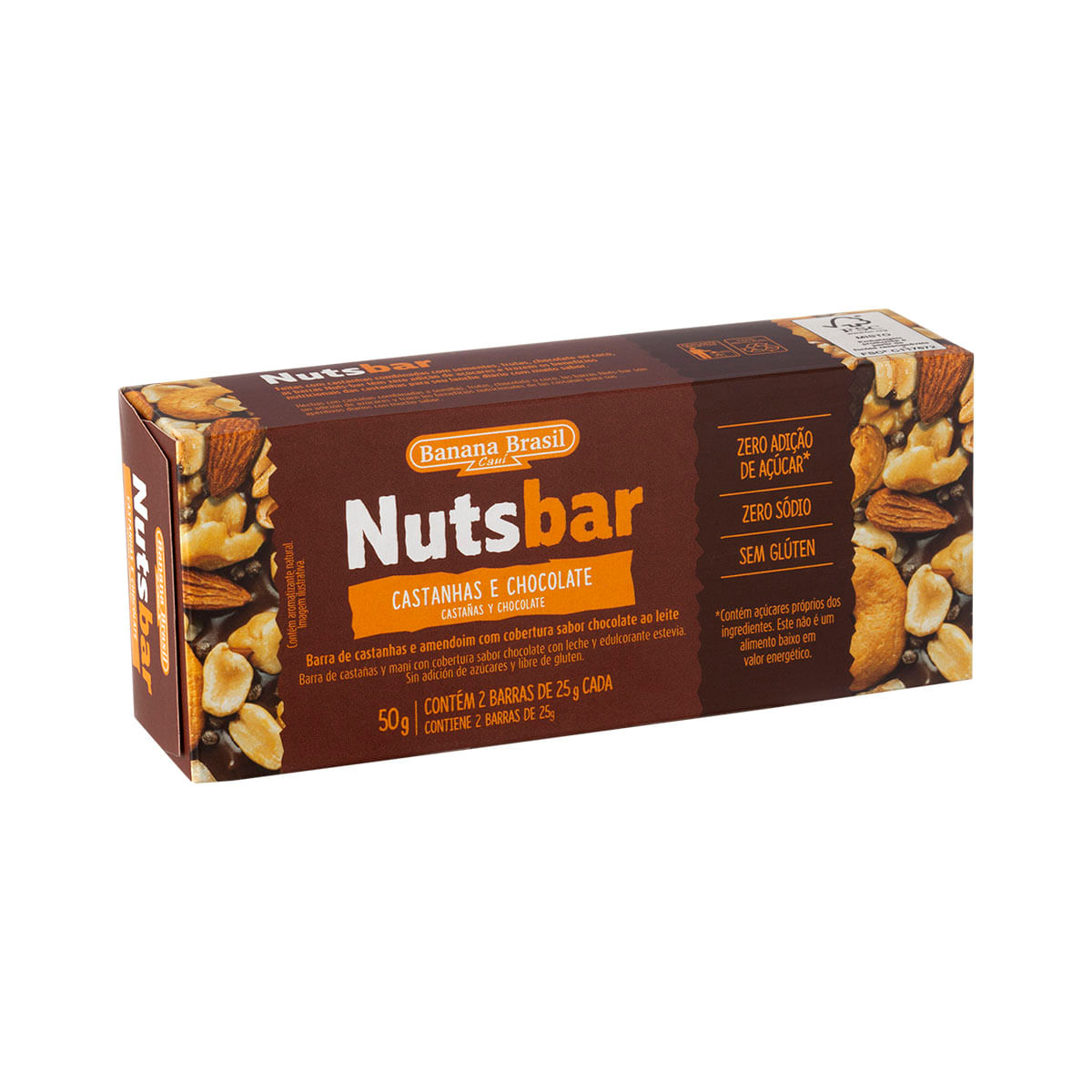 Barra de cereais Nutsbar sabor castanhas e chocolate Banana Brasil 2 un. - 50 g