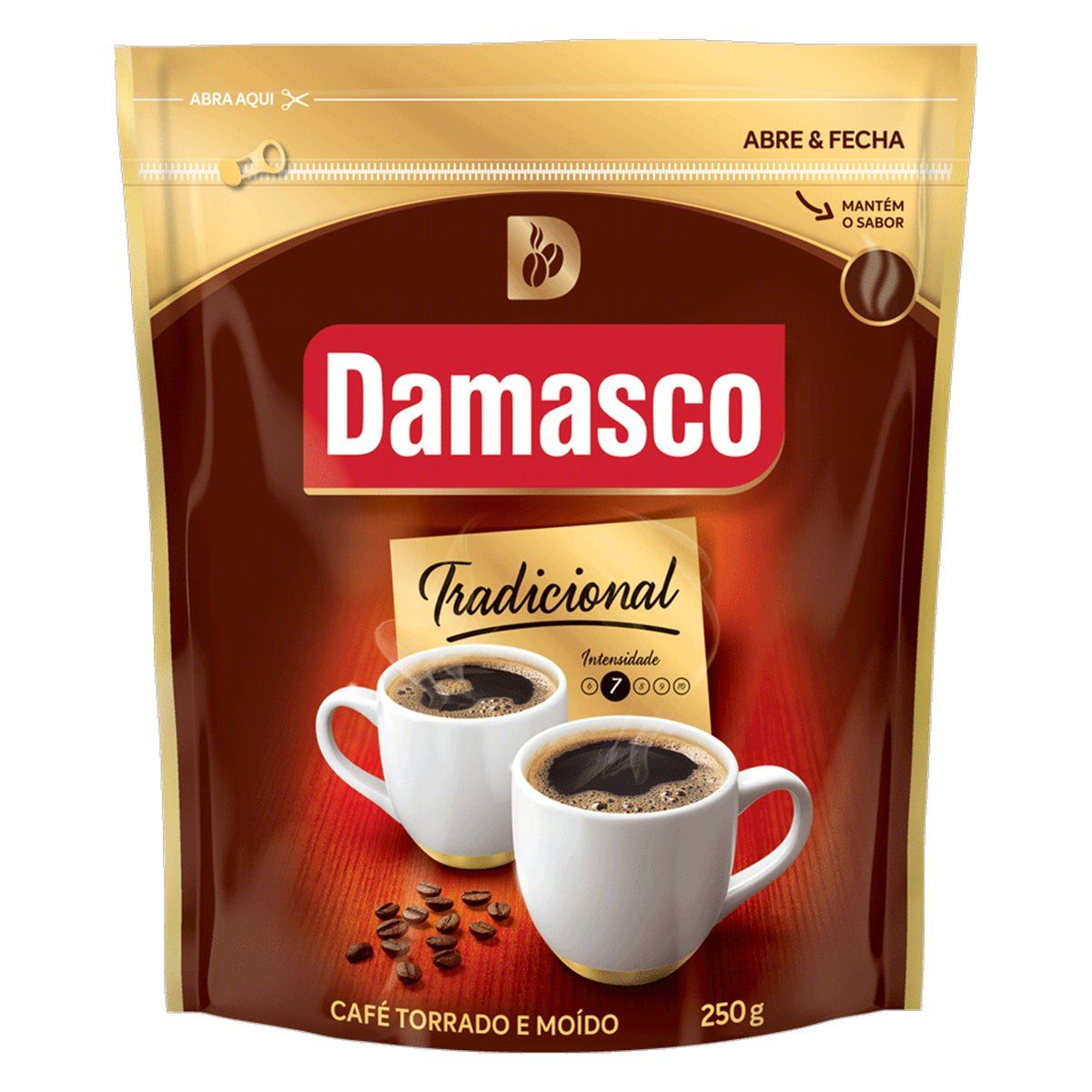 Café em Pó Damasco Tradicional Embalagem Abre e Fecha 250 g