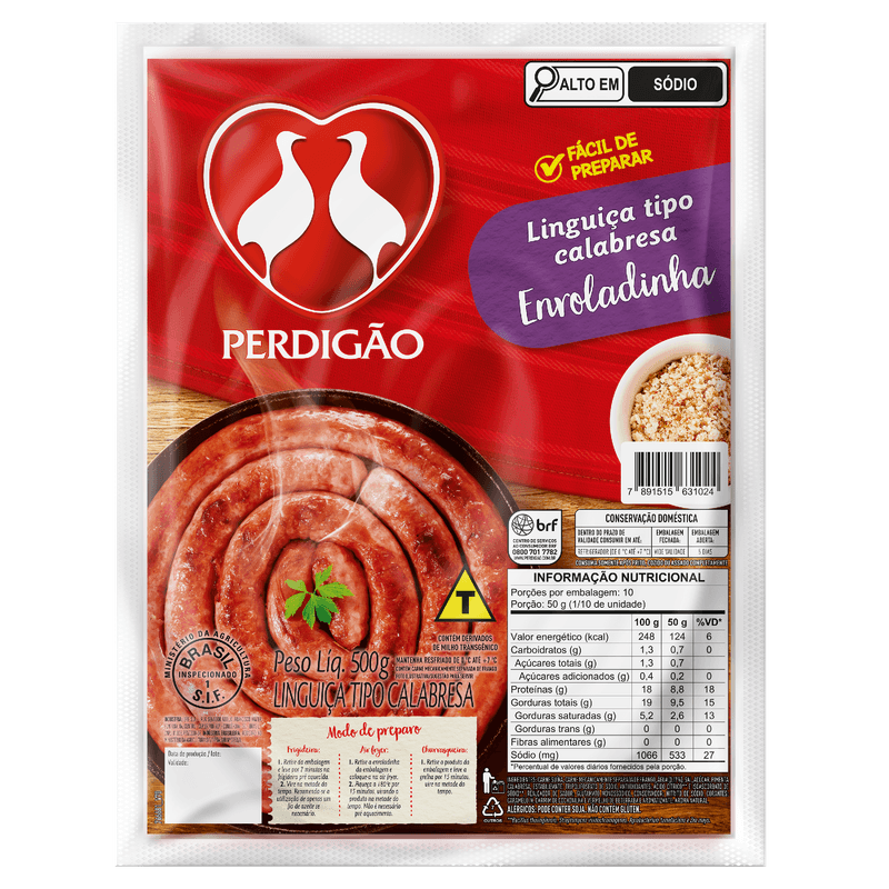 Linguiça Tipo Calabresa Enroladinha Perdigão 500g