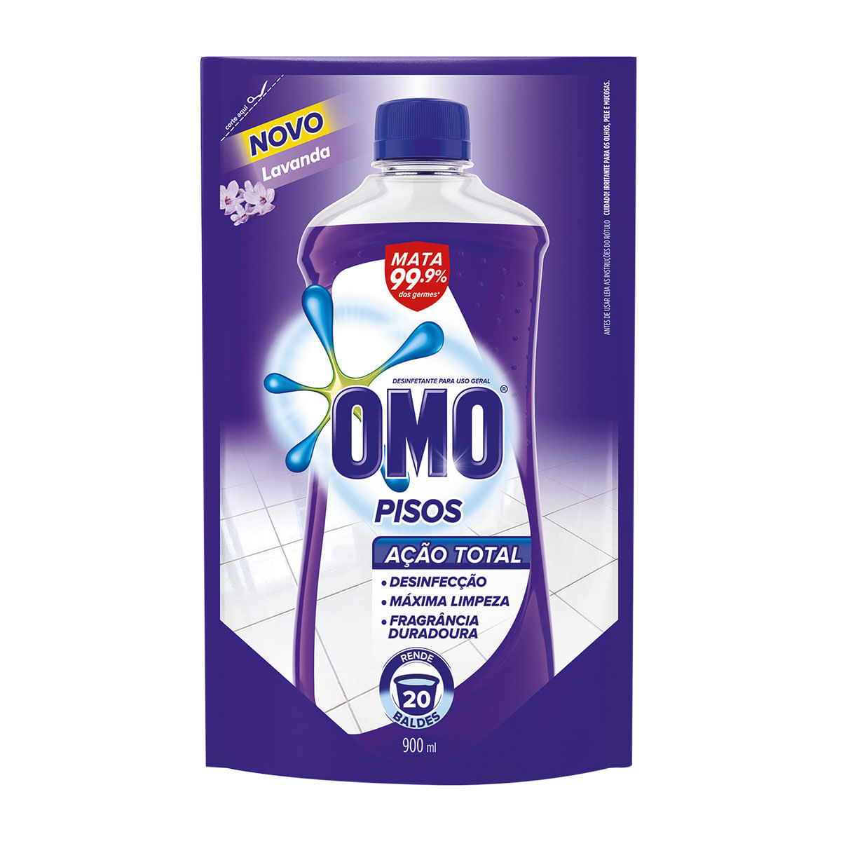 Limpa Piso Omo Ação Total Lavanda 900ml Refil