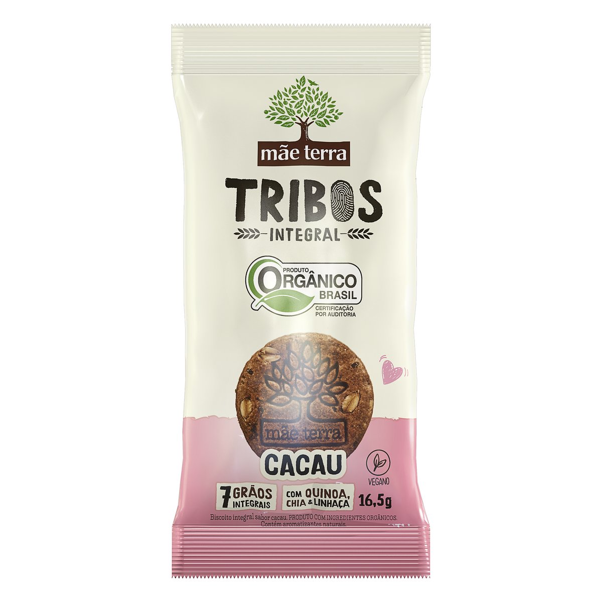 Biscoito Integral Orgânico Cacau Mãe Terra Tribos 16,5 g