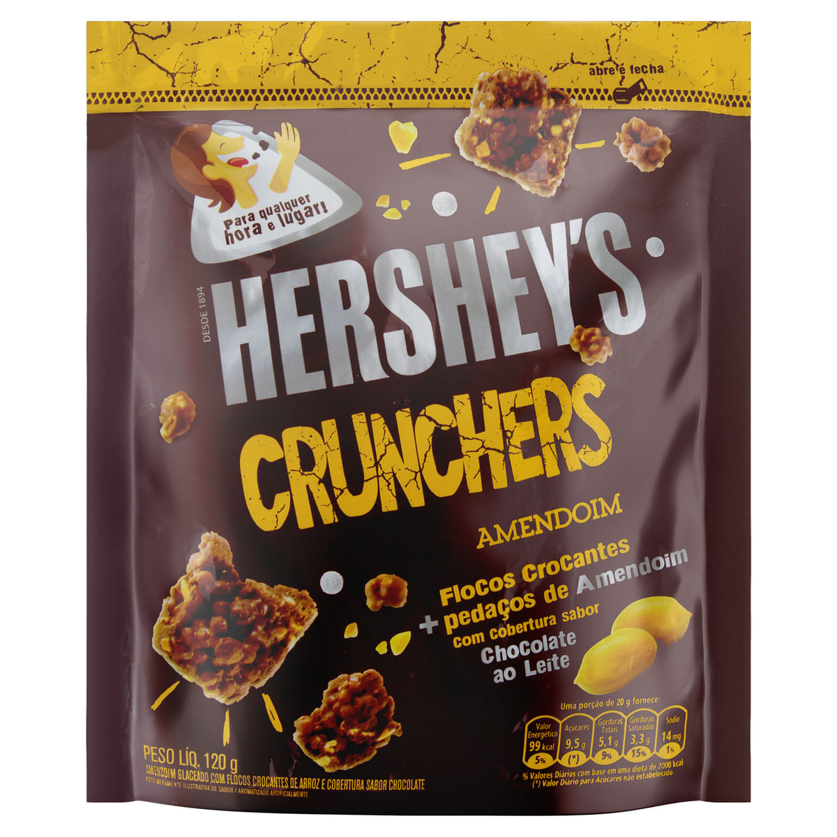 Flocos Crocantes de Amendoim com Chocolate ao Leite Hershey&apos;s Crunchers 120 g