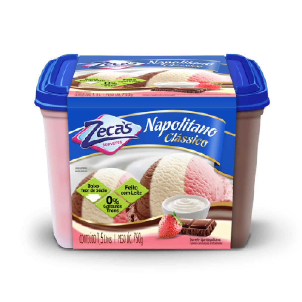 Sorvete Napolitano Zecas 1,5 L