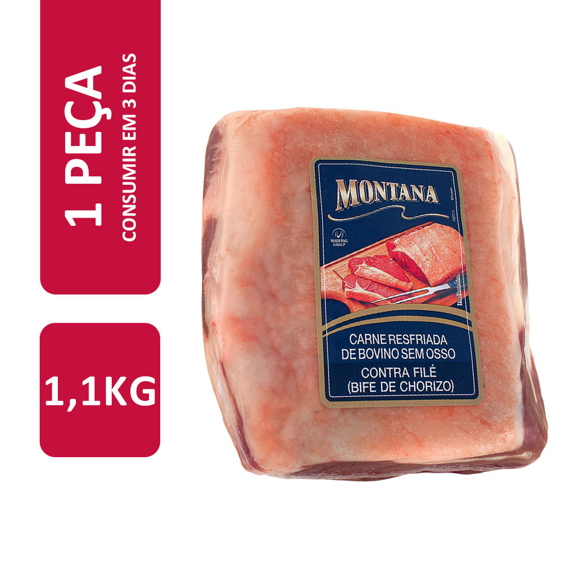 Peça de Contra Filé Bovino Chorizo Resfriado Montana 1,1Kg