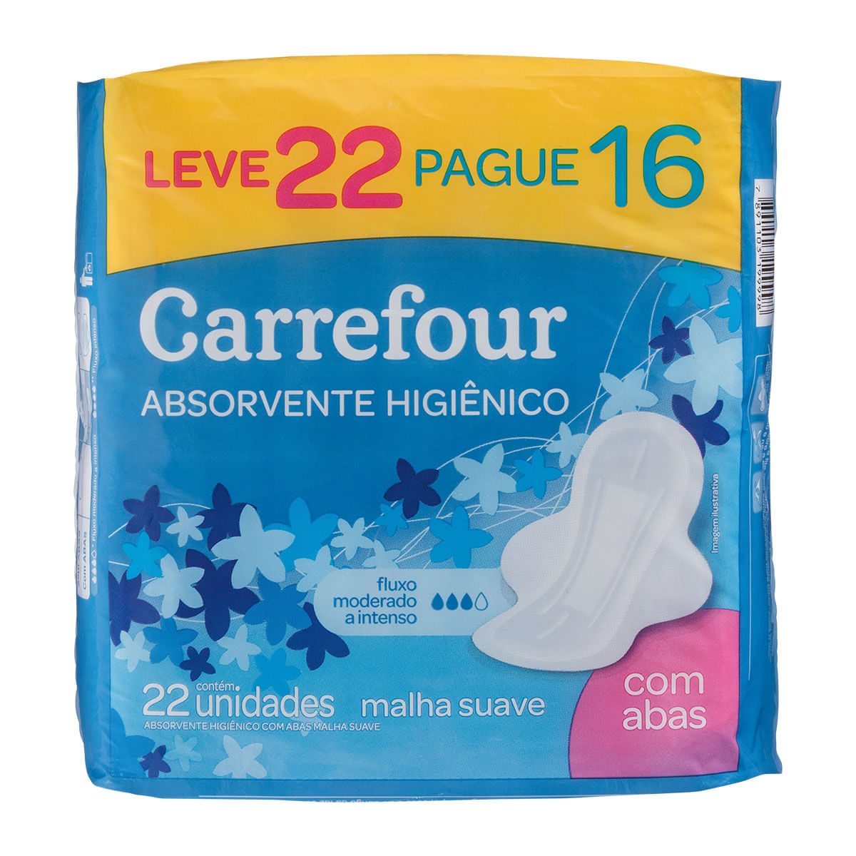 Absorvente com Abas Malha Suave Carrefour com 22 Unidades