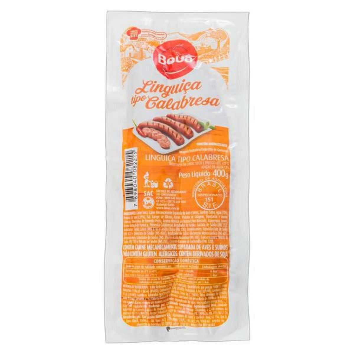 Linguiça Calabresa Defumada Boua 400 g