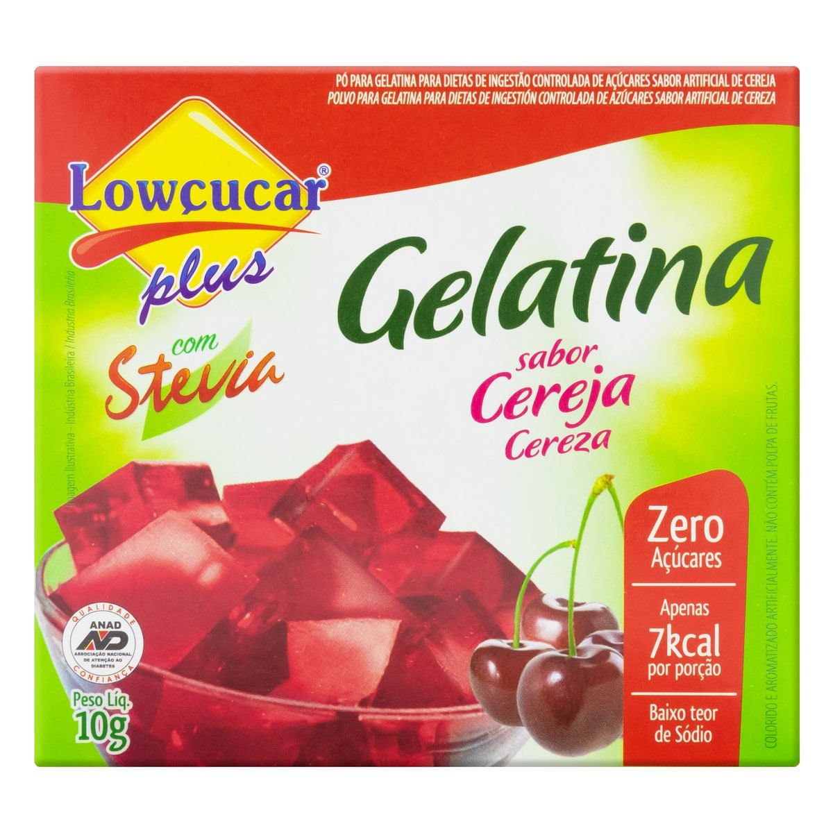 Gelatina Cereja Zero Açúcar Lowçucar 10g