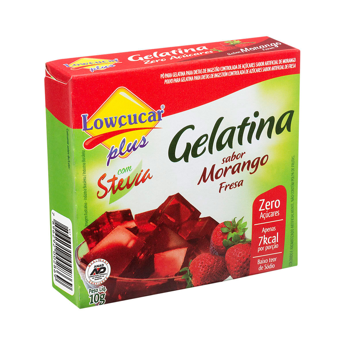 Gelatina Zero Lowcucar morango 10g