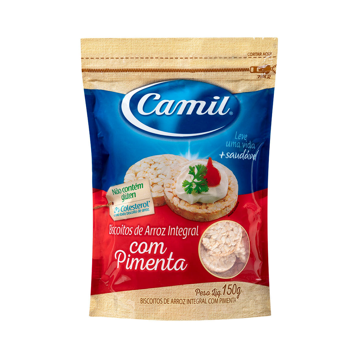 Biscoito de Arroz Salgado Pimenta com Camil 150g