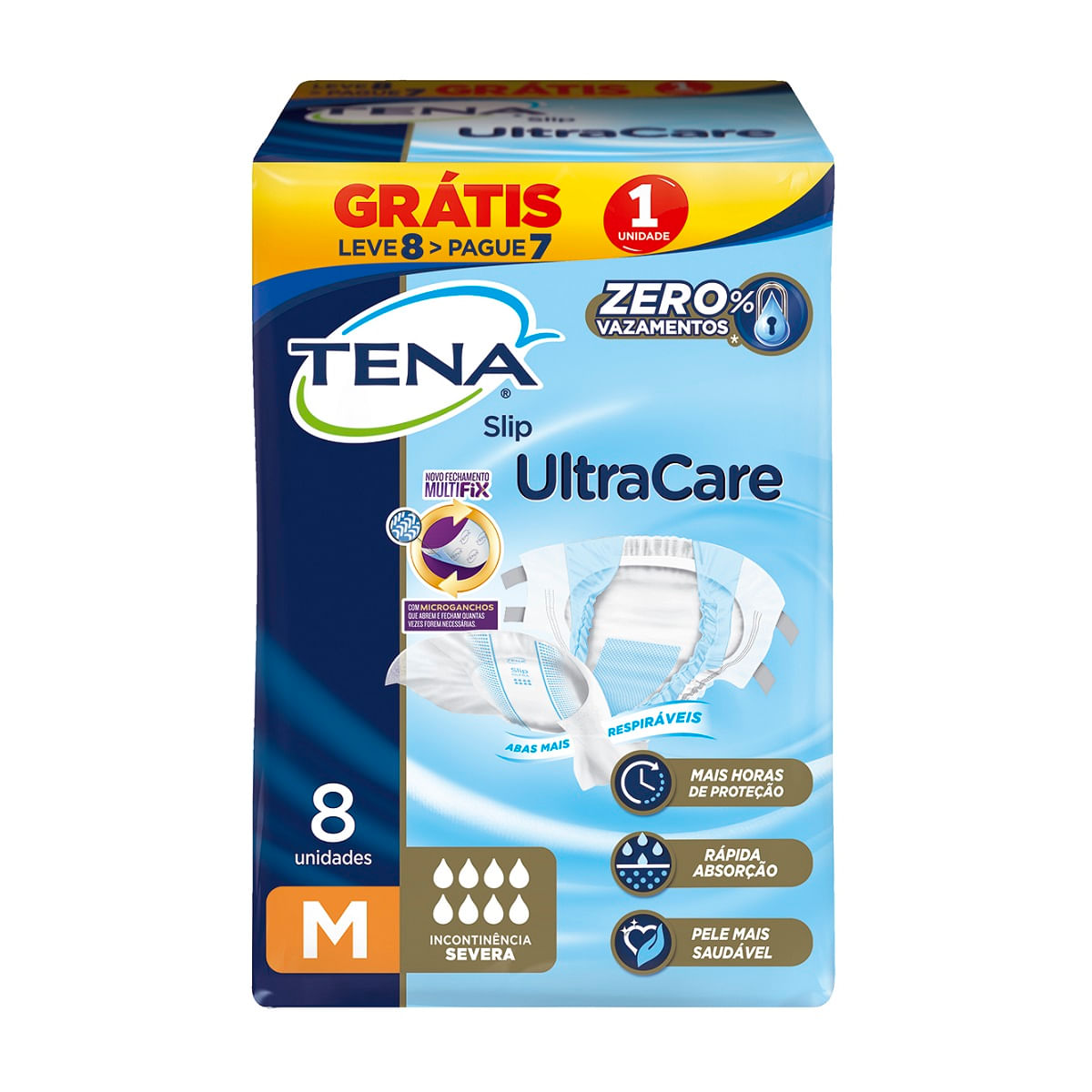 Fralda Geriátrica Tena M Slip 8 Unidades - Embalagem Promocional