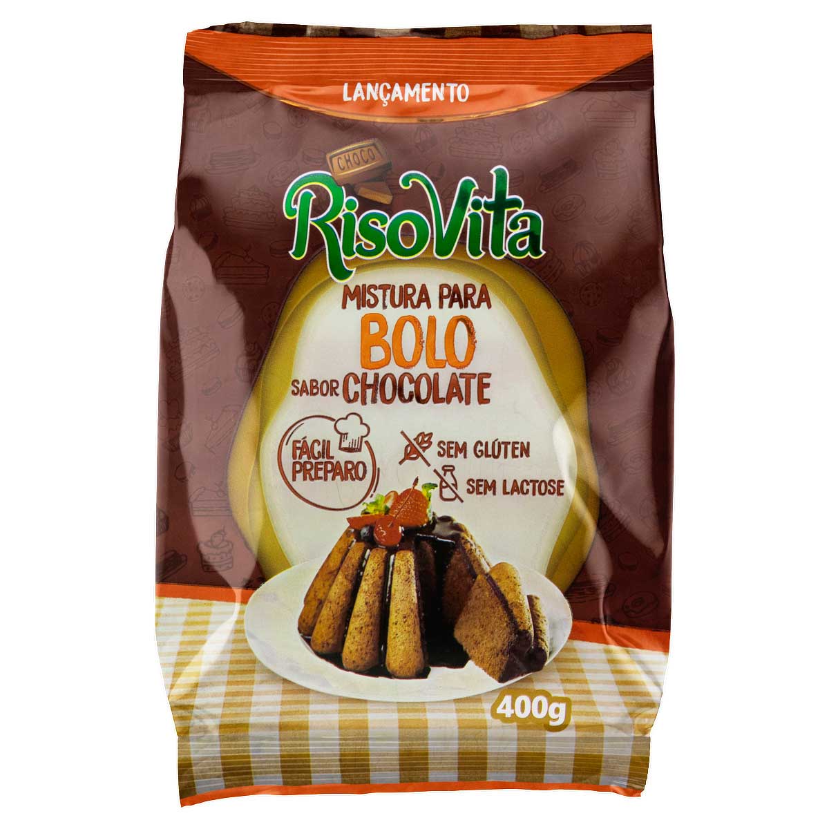 Mistura para Bolo Chocolate sem Glúten Zero Lactose RisoVita Pacote 400 g