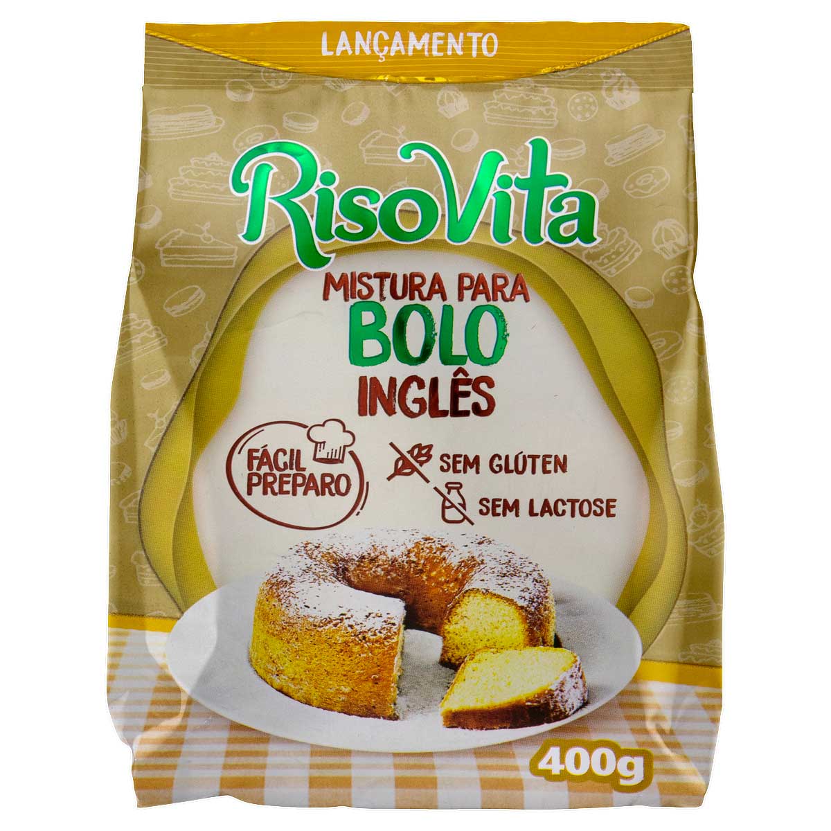 Mistura para Bolo Inglês sem Glúten Zero Lactose RisoVita Pacote 400 g