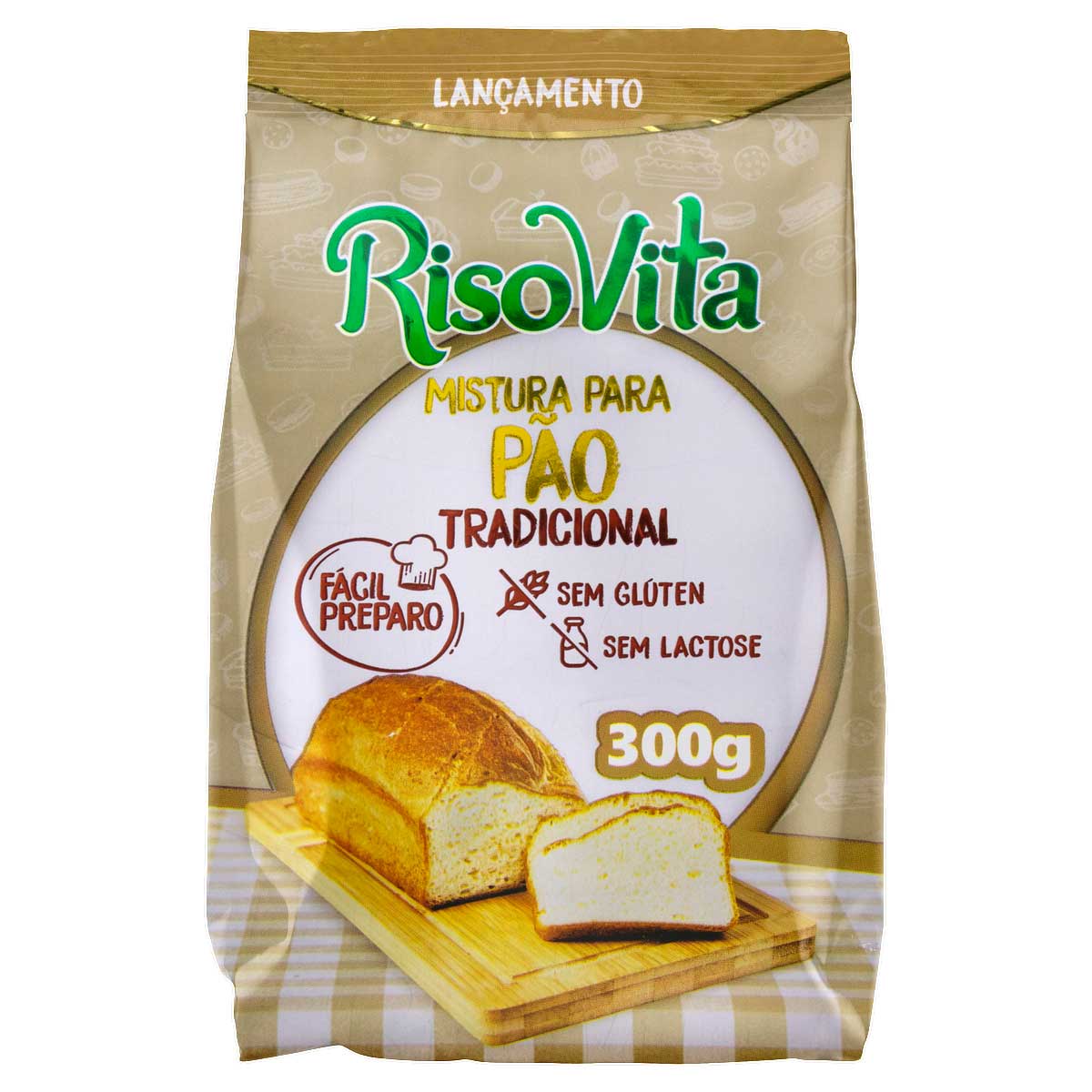 Mistura para Pão Tradicional sem Glúten Zero Lactose RisoVita Pacote 300 g