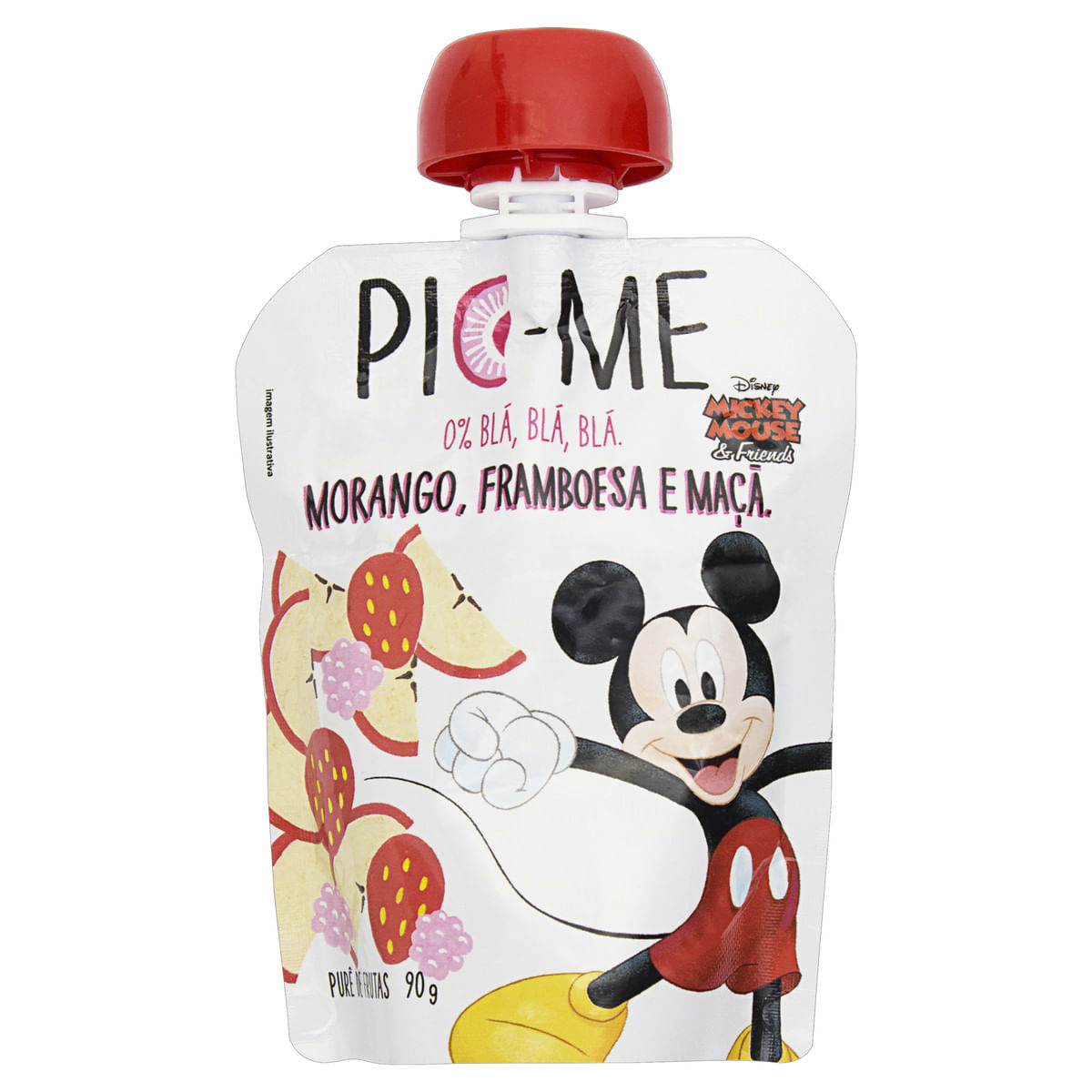 Purê de Frutas Morango, Framboesa e Maçã Mickey Mouse Pic-Me Squeeze 90g