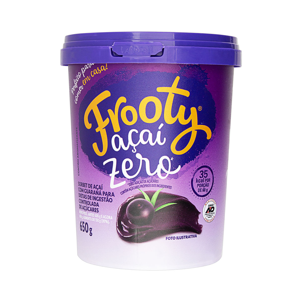 Açaí com Guaraná Congelado Frooty Zero 650g