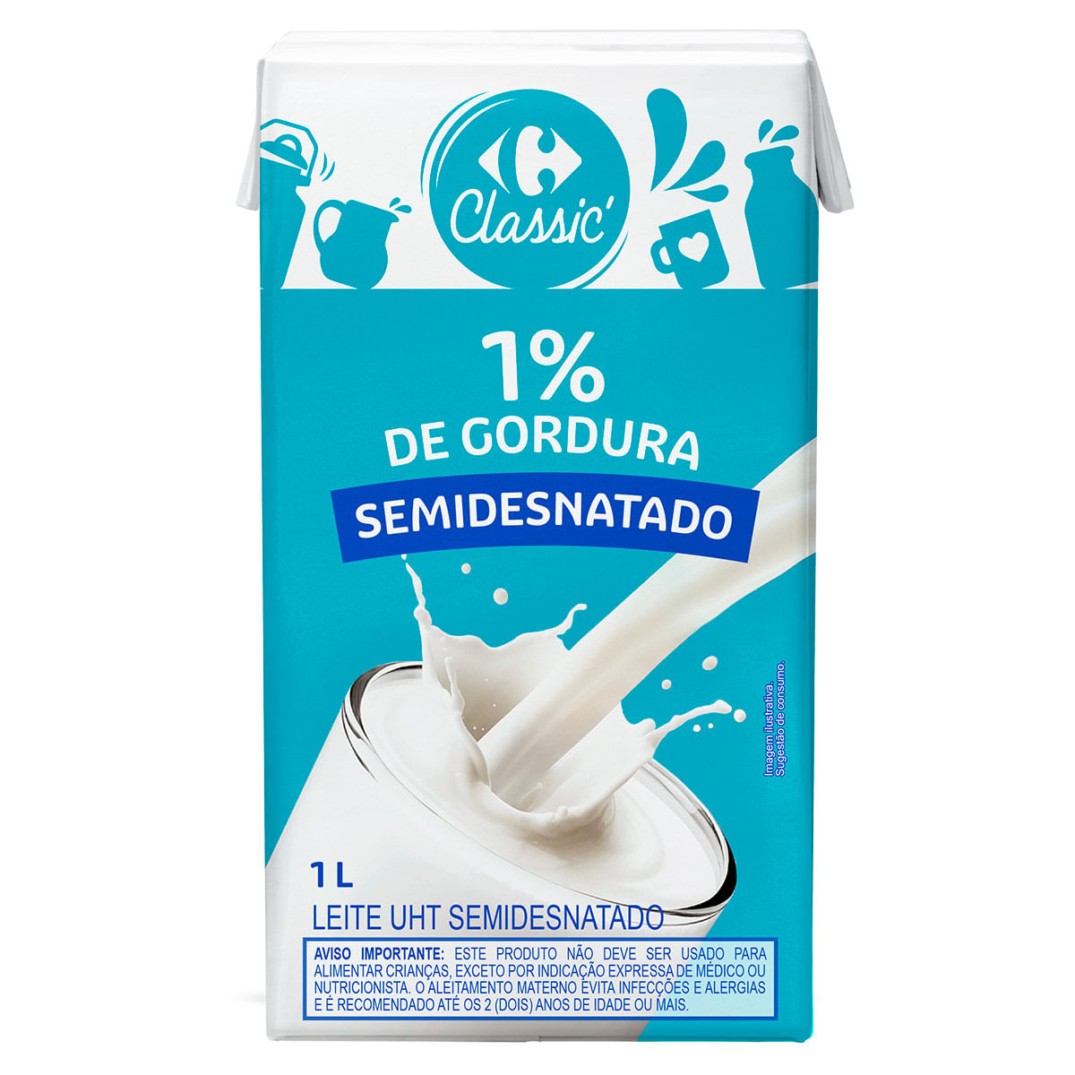 Leite Semidesnatado UHT Carrefour 1 Litro