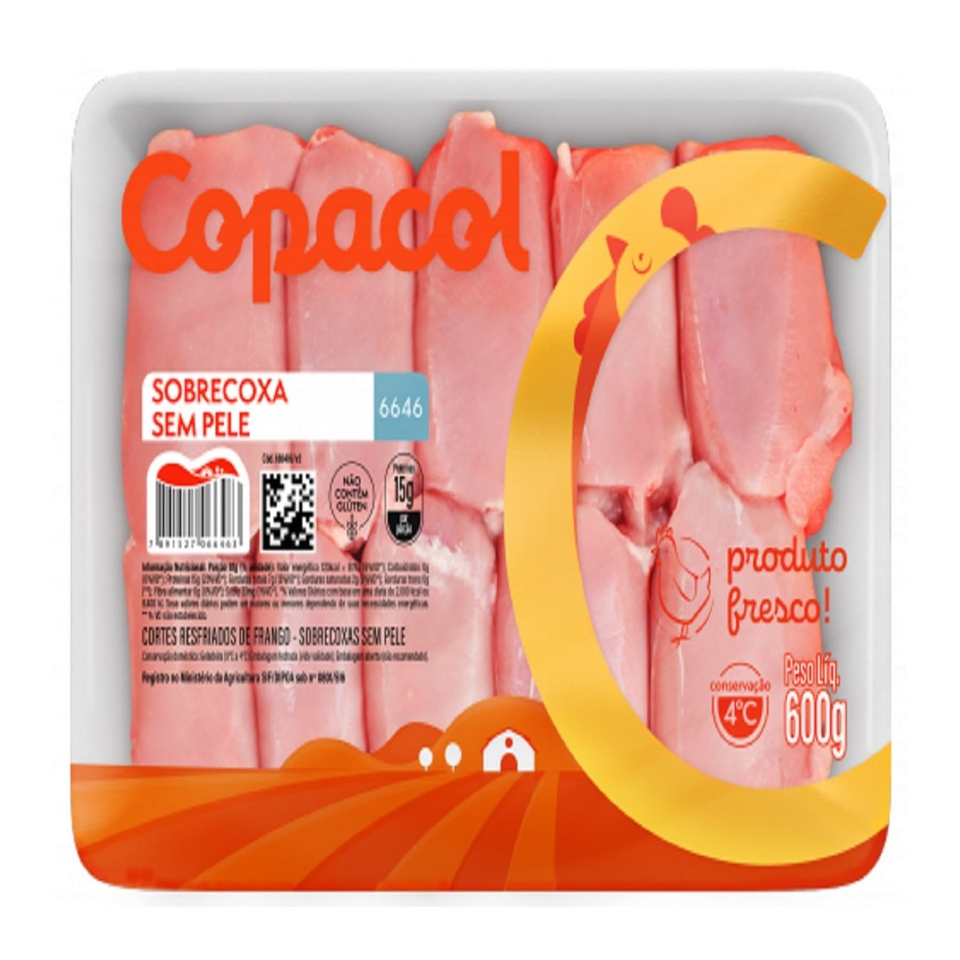 Sobrecoxa Sem Pele de Frango Resfriado Copacol 600 g