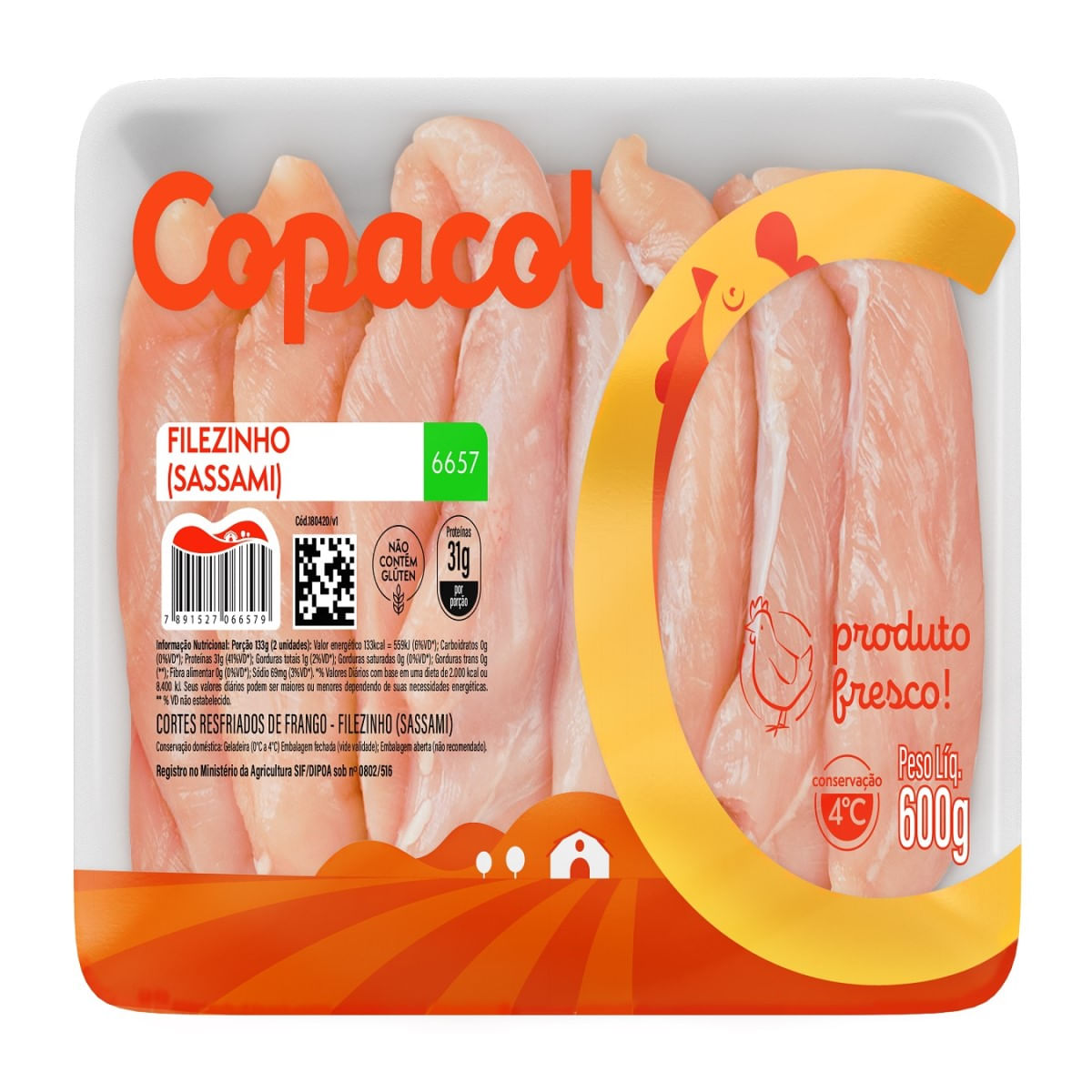 Filé de Peito de Frango Sassami Resfriado Copacol 600 g