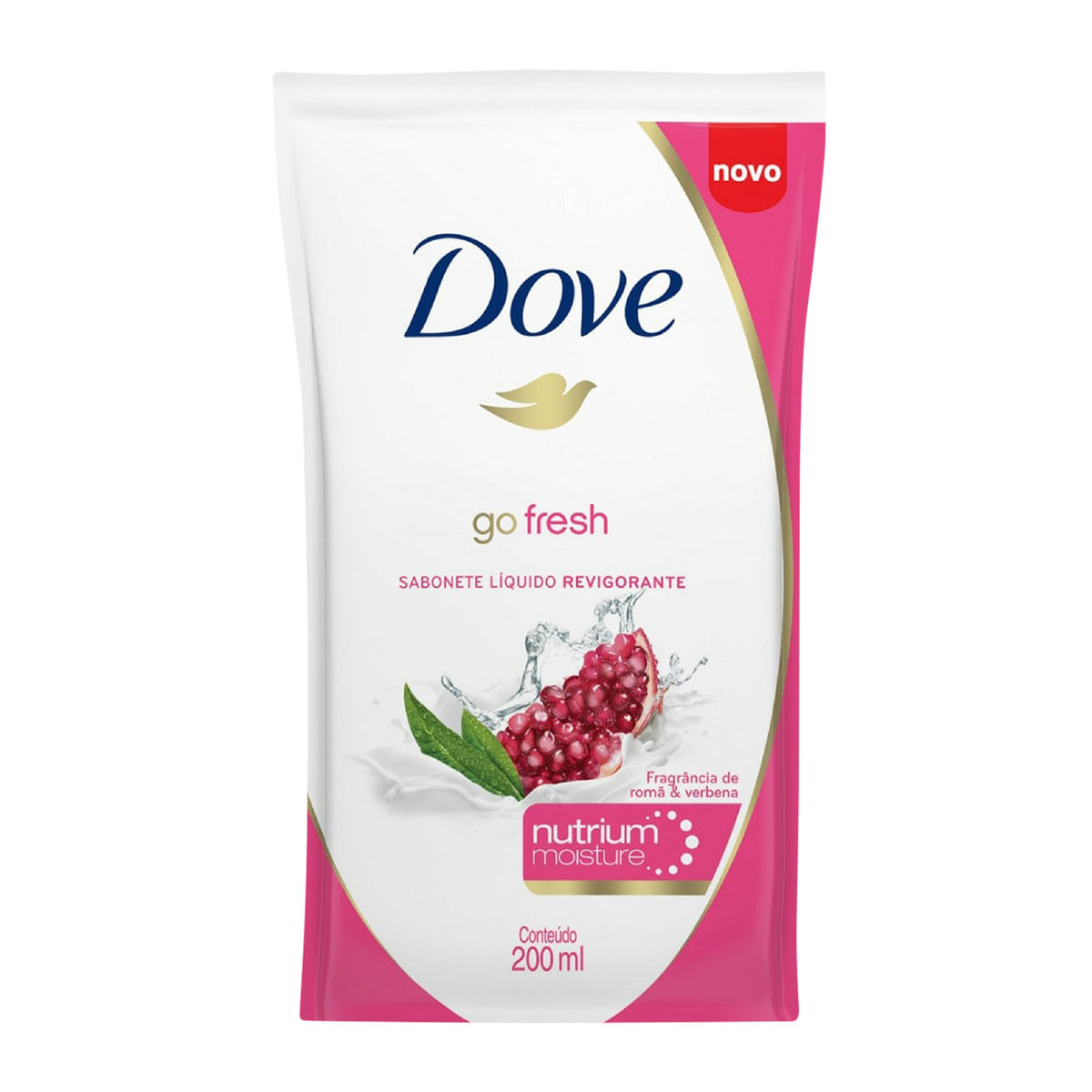 Refil para Sabonete Líquido Corporal Dove Go Fresh Romã e Verbena 200ml