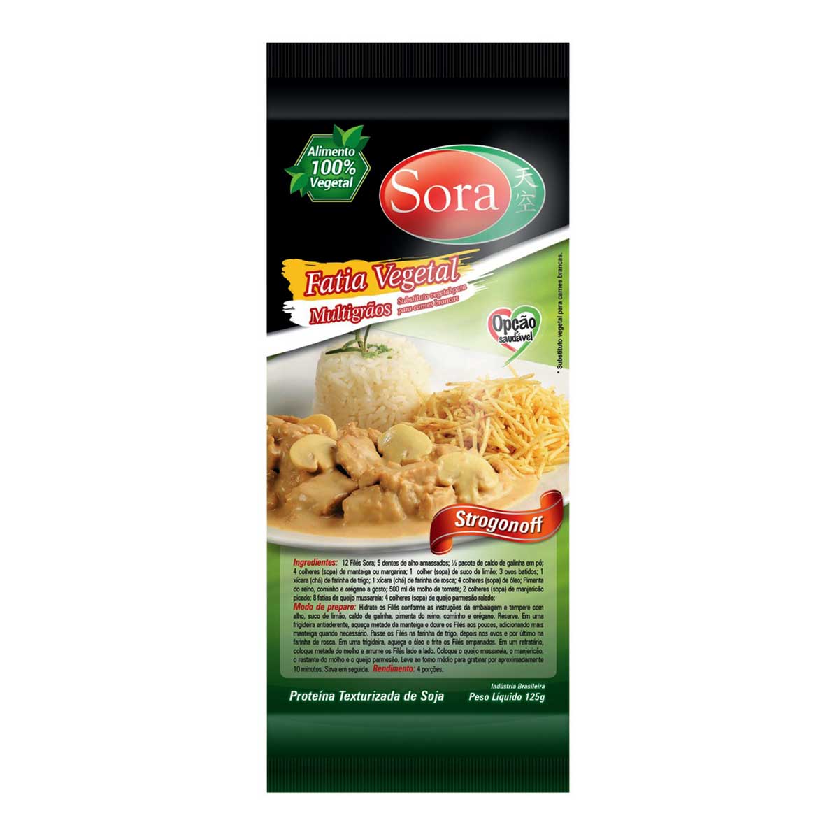 Fatias de Soja Carne Branca Strogonoff Sora 125 g