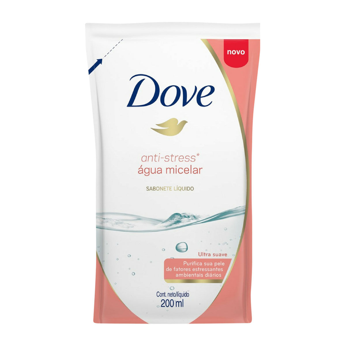 Refil para Sabonete Líquido Corporal Dove Anti-Stress Água Micelar 200ml